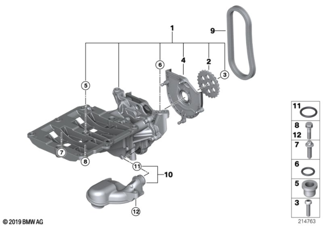 2014 BMW 328d xDrive Lubrication System / Oil Pump With Drive Diagram