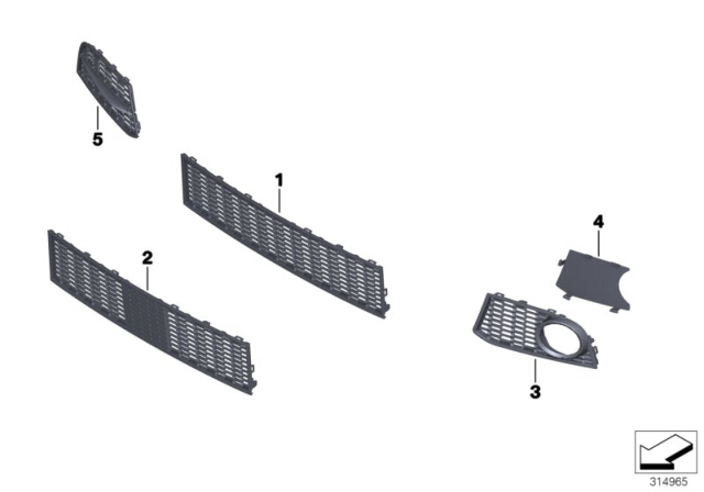 2012 BMW 535i xDrive Grille, Air Inlet, Middle Diagram for 51117903894