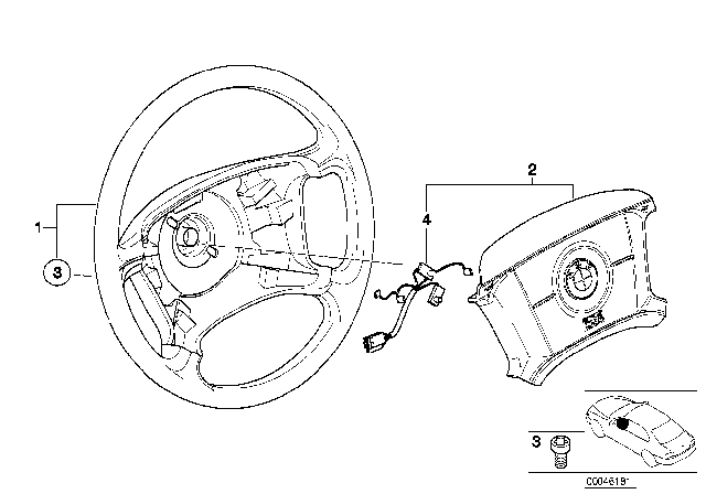 2005 BMW 325xi Hub Cap, Airbag Diagram for 32306880600