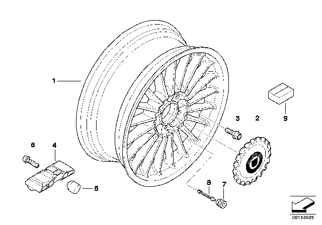 2007 BMW Alpina B7 Wheel Bolt Black Diagram for 36136781152