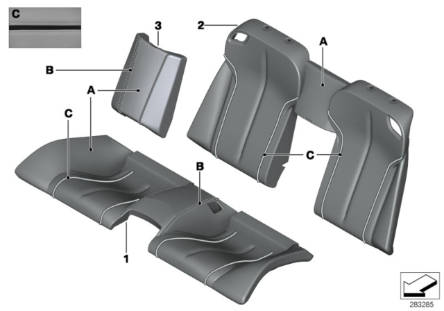 2012 BMW 650i xDrive Individual Cover, Leather, Seat, Rear Diagram