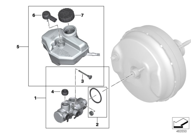 2018 BMW 740i Brake Master Cylinder / Expansion Tank Diagram 1