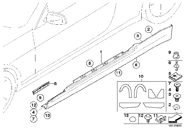 2007 BMW M6 Door Sill Cover, Primed Right Diagram for 51777899546