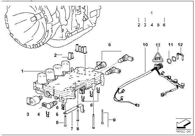 2001 BMW Z3 Control Unit With Mounting Parts (A5S360R/390R) Diagram