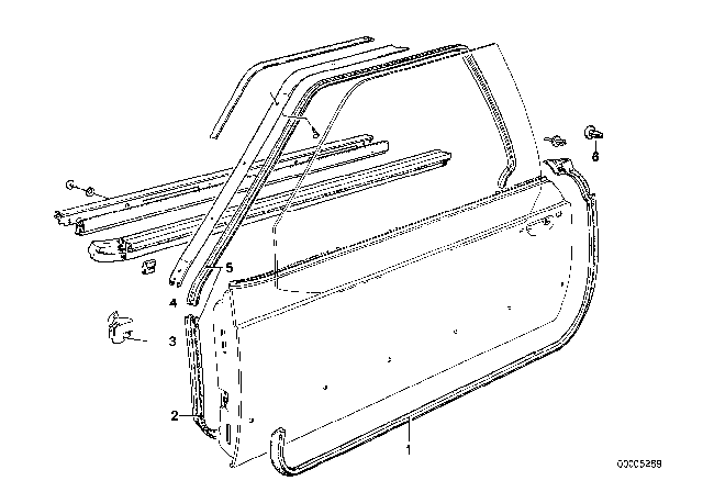 1982 BMW 633CSi Door Weatherstrip Diagram 1