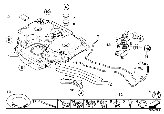 2011 BMW 335d SCR Reservoir / Mounting Parts Diagram