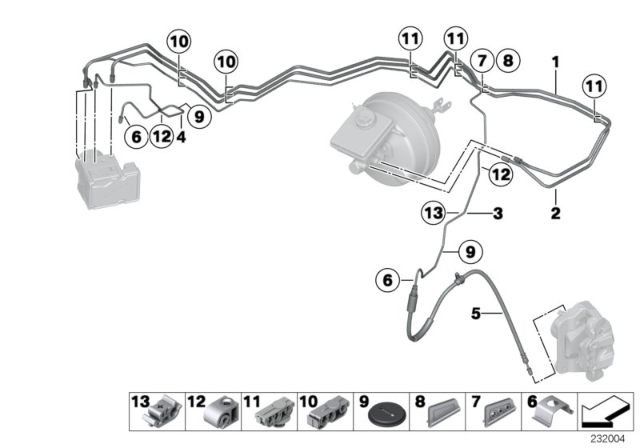 2012 BMW X3 Brake Pipe, Front Diagram