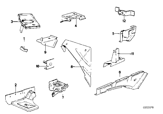 1983 BMW 733i Bracket Engine Hood Lock Right Diagram for 41141858278