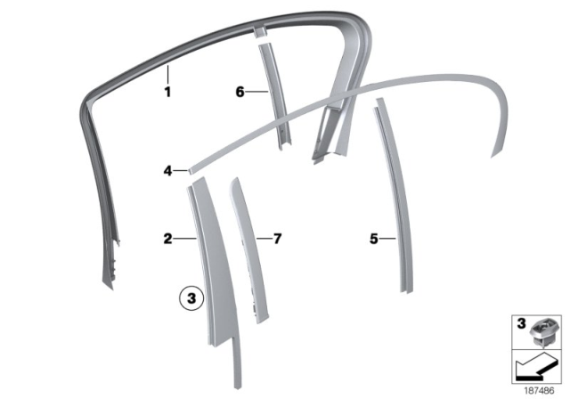 2012 BMW 740i Trims And Seals, Door Diagram 3