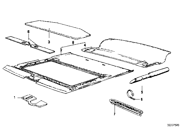 1986 BMW 535i Trim Sliding Lifting Roof Diagram