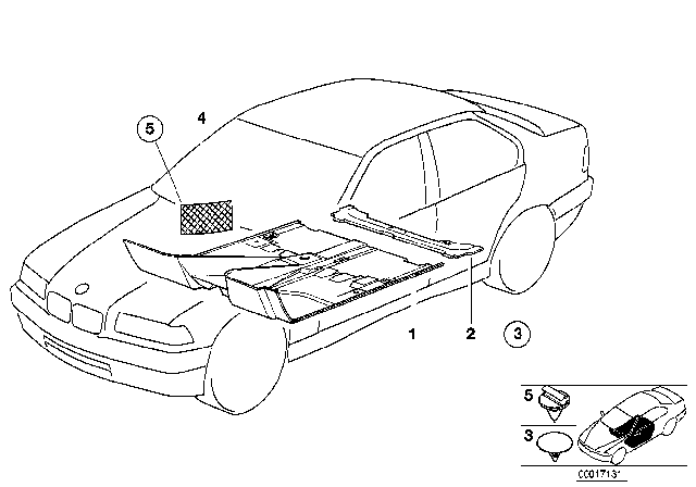 1999 BMW 318is Floor Covering Diagram