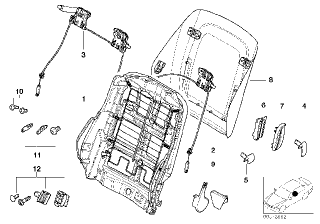 2005 BMW M3 Backrest Frame Diagram for 52108234341