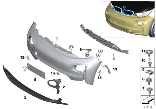 2014 BMW i3 Set, Mounts, Pdc Sensor, Front Diagram for 51117414362