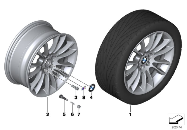 2012 BMW 740i BMW LA Wheel, M V-Spoke Diagram