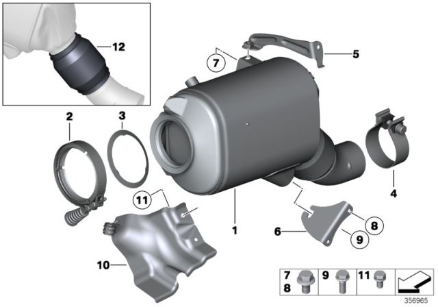 2009 BMW X5 Catalyzer / Diesel Particulate Filter Diagram