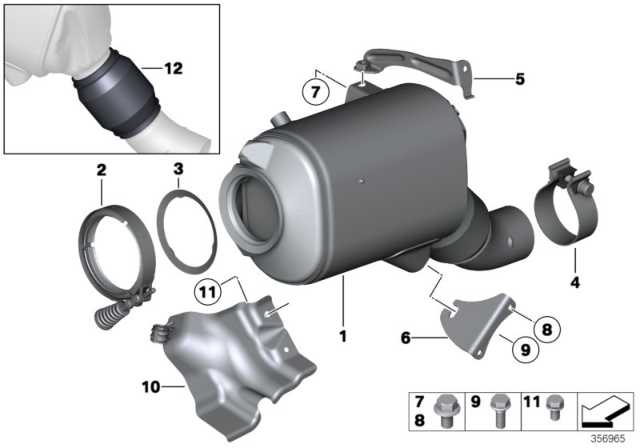 2012 BMW X5 Catalyzer / Diesel Particulate Filter Diagram