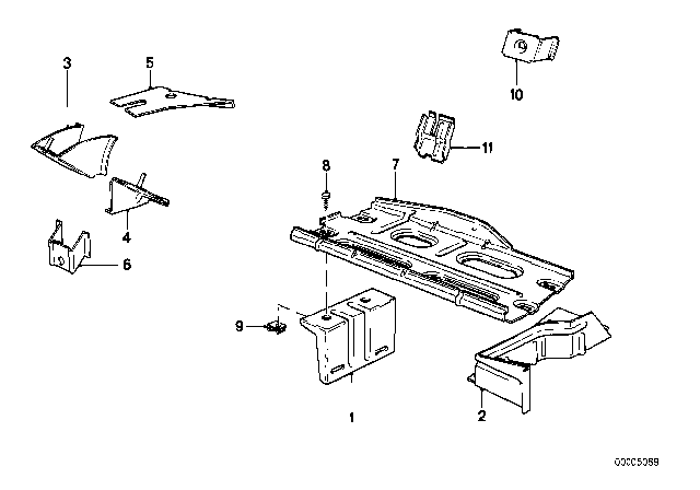 1985 BMW 524td Battery Tray Diagram for 51711907336