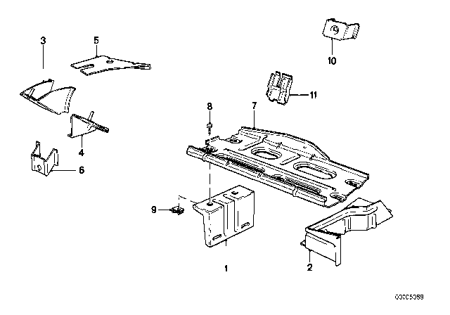 1986 BMW 524td Front Body Bracket Diagram 2