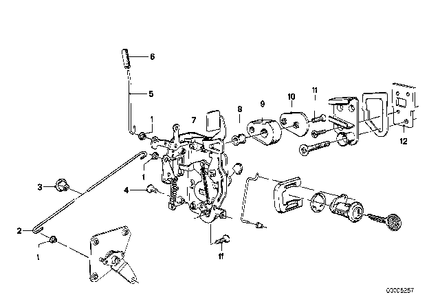 1978 BMW 320i Front Door Control / Door Lock Diagram