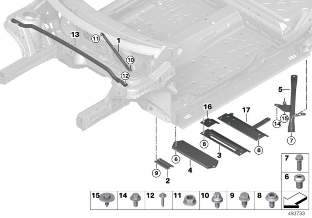 2017 BMW X1 STRUT TOWER BRACE, LEFT Diagram for 51617286759