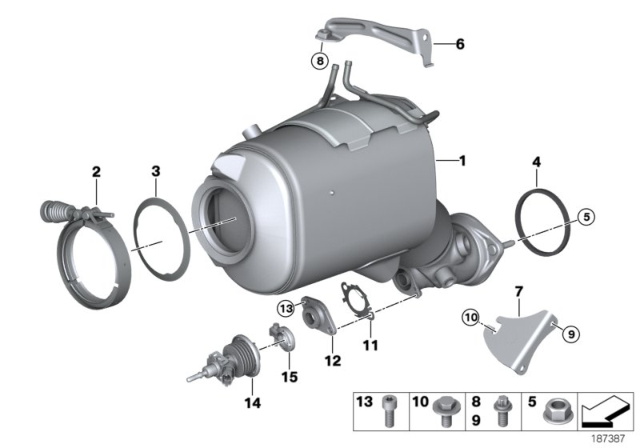 2009 BMW 335d Holder Catalytic Converter Near Engine Diagram for 18207795983