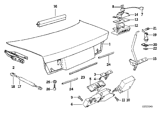 1994 BMW 850Ci Trunk Lid / Closing System Diagram