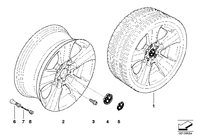 2004 BMW X3 BMW LA Wheel, Star Spoke Diagram 1