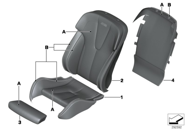 2016 BMW M6 Cover, Backrest, M Multif. Seat, Left Diagram for 52107982545