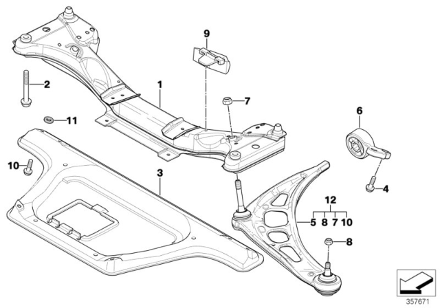 2005 BMW 325Ci Front Axle Support / Wishbone Diagram