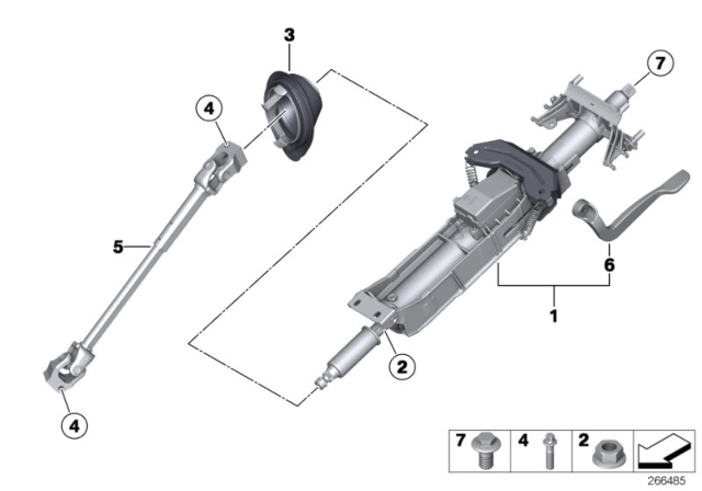 2014 BMW 328i xDrive Steering Column Mechanical Adjustable / Mounting Parts Diagram