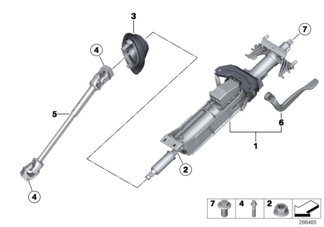 2016 BMW 228i xDrive Steering Column Mechanical Adjustable / Mounting Parts Diagram