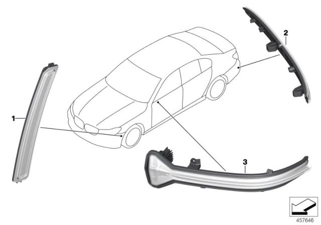 2017 BMW 750i Rear Reflector / Side Repeater Diagram