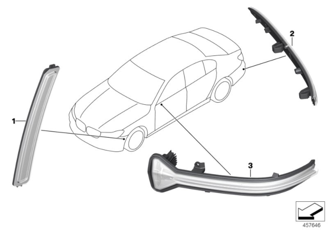 2018 BMW 740e xDrive Side Reflector Left Diagram for 63147355805