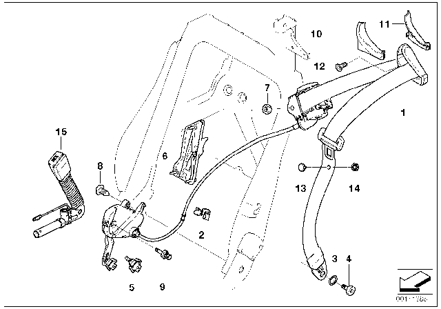 2004 BMW 645Ci Safety Belt Front Diagram