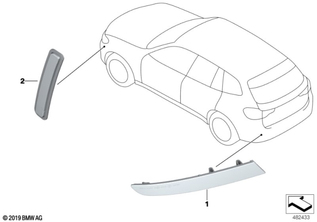 2018 BMW X3 Reflector Right Diagram for 63147419928