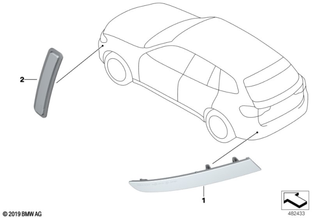 2018 BMW X3 Reflector Left Diagram for 63147419927