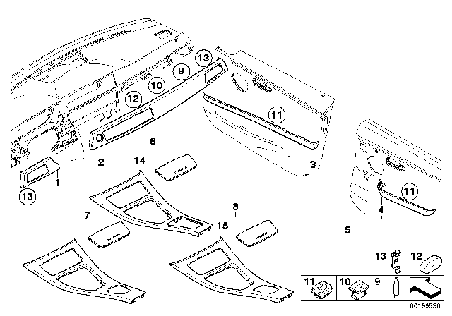 2009 BMW 328i xDrive Fine Wood Trim Diagram