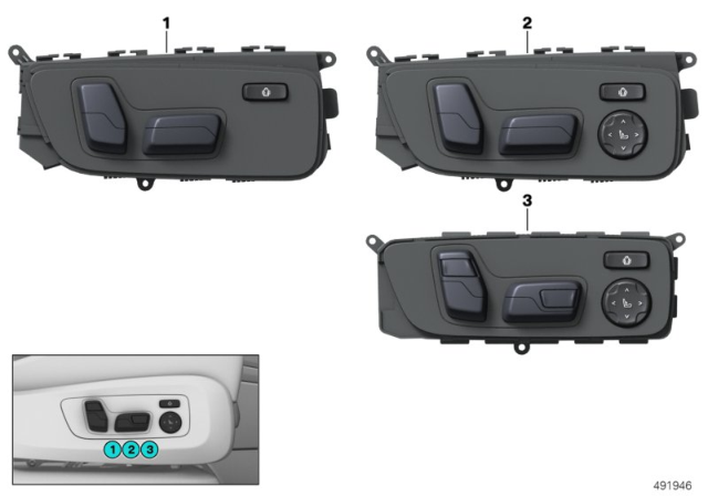 2020 BMW X6 SEAT ADJUSTMENT SWITCH, RIGH Diagram for 61316801480