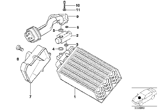 2002 BMW Z3 Evaporator / Expansion Valve Diagram