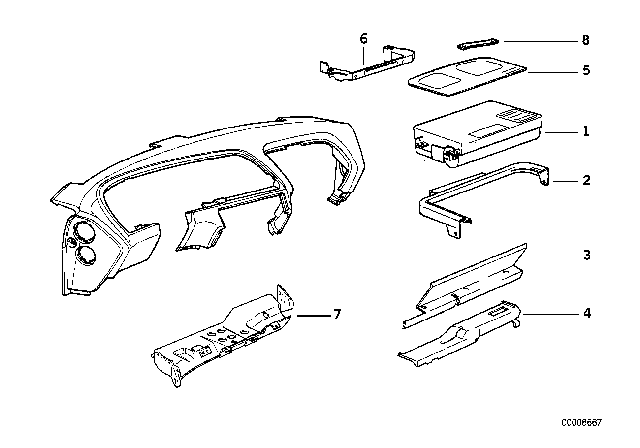 1996 BMW 840Ci Airbag For Front Passenger Diagram
