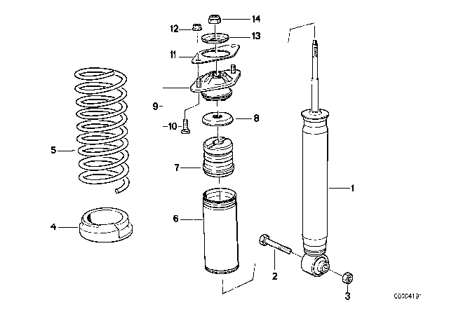 1995 BMW 850Ci Rear Spring Strut Coil Spring And Parts Diagram
