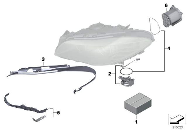 2011 BMW 535i xDrive Single Components For Headlight Diagram 2