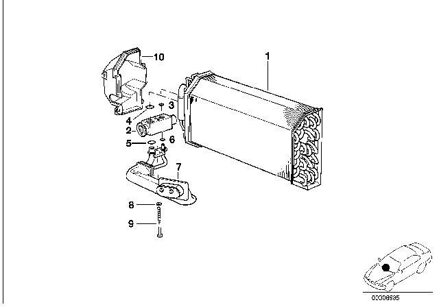 2000 BMW 540i Evaporator / Expansion Valve Diagram