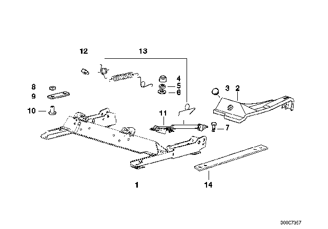 1996 BMW 318ti Front Seat Rail Diagram 3