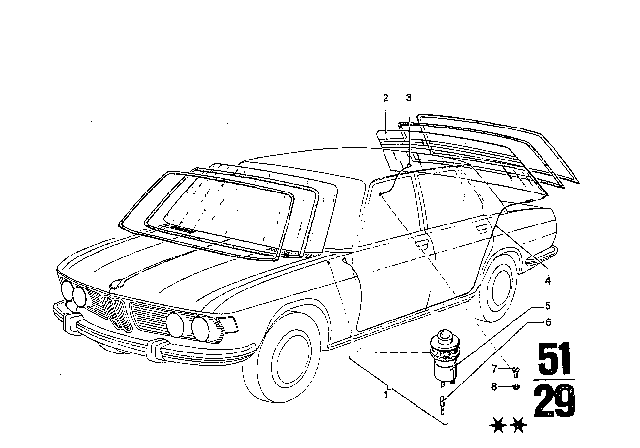 1969 BMW 2500 Glazing Diagram 2