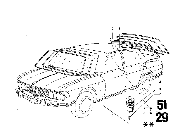 1970 BMW 2500 Glazing Diagram 2