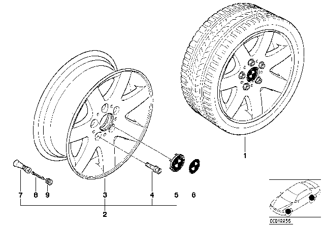 2005 BMW 325Ci BMW Light Alloy Wheel Star Spokes Diagram 3