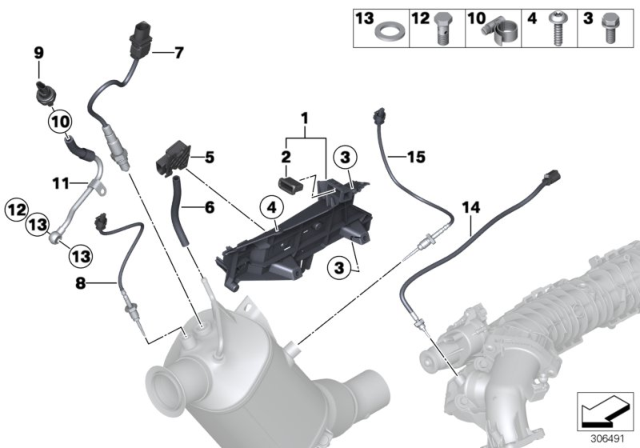 2017 BMW X3 Diesel Particulate Filtration Sensor / Mounting Parts Diagram
