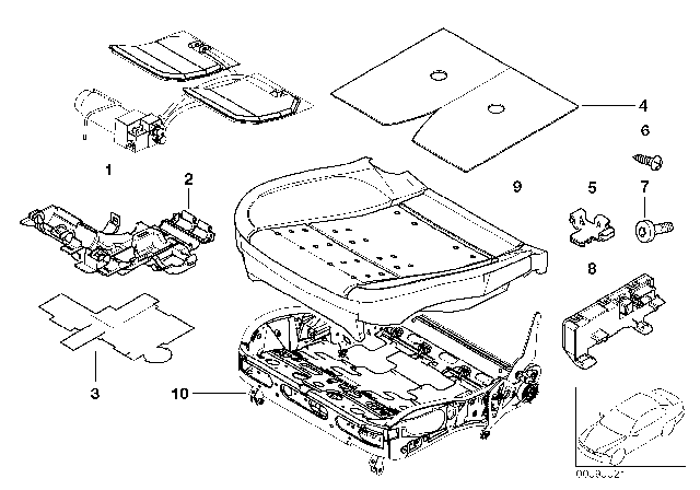 2001 BMW 540i Seat, Front, Complete Seat Diagram 3