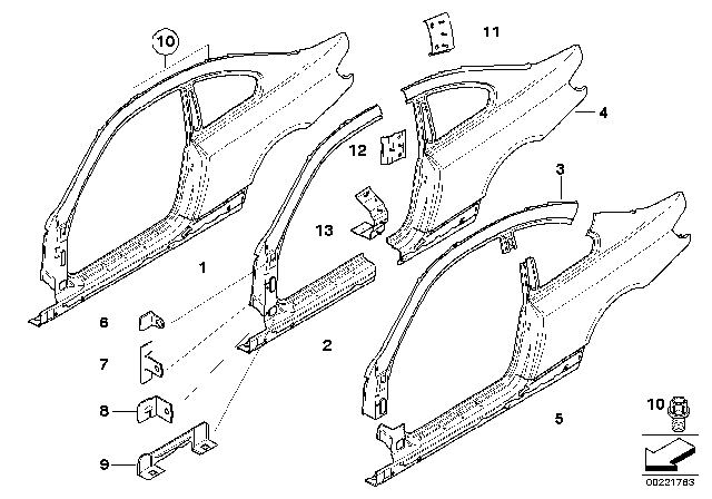 2008 BMW 328i Side Frame Diagram